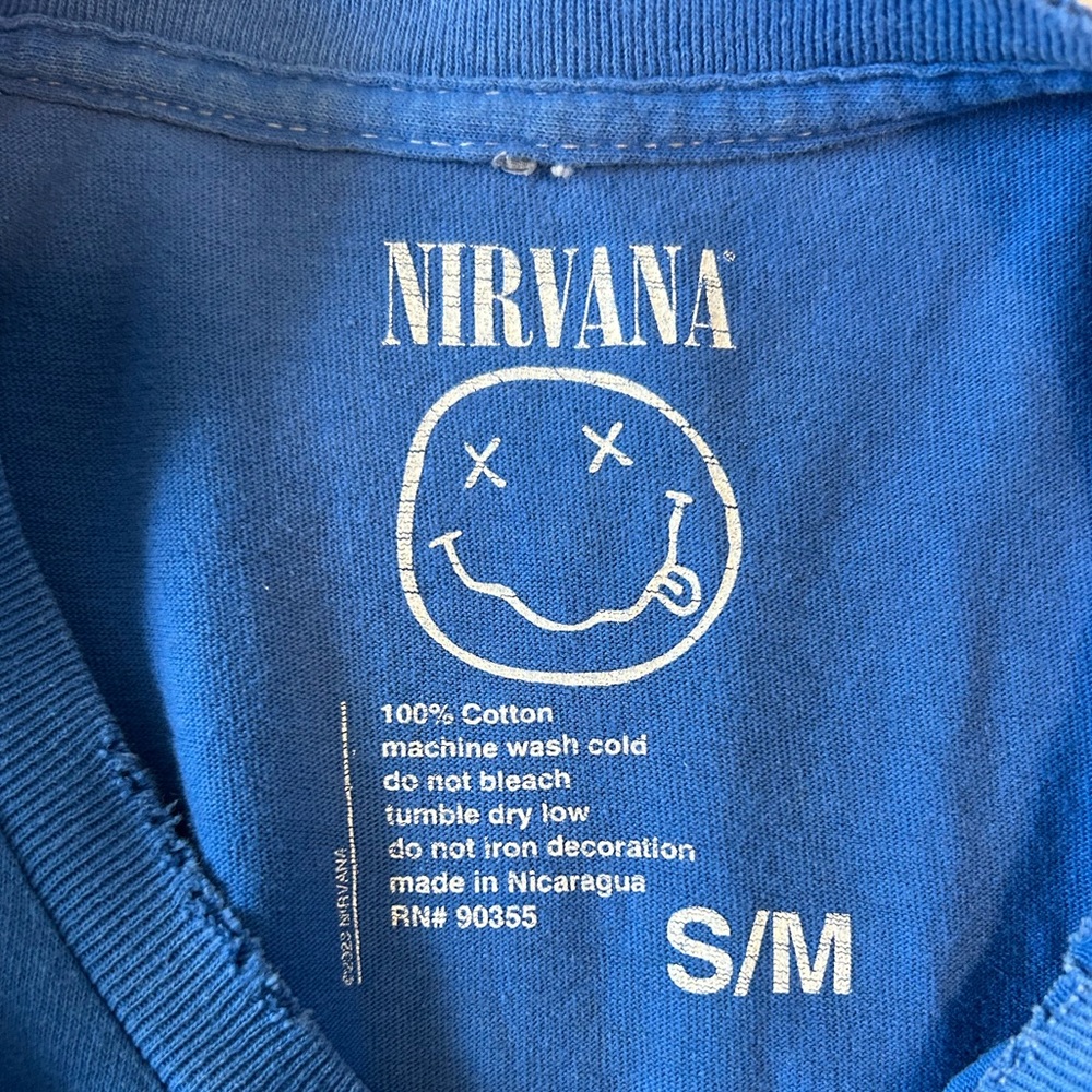 NIRVANA Blue Smiley Face Tee